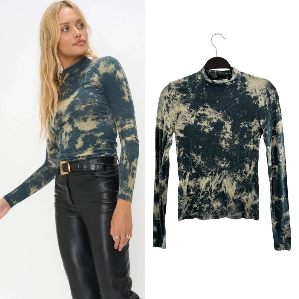 Project‎ Social T Y2K Arlo Mockneck Top Blue Long Sleeve Shirt Grunge Small S